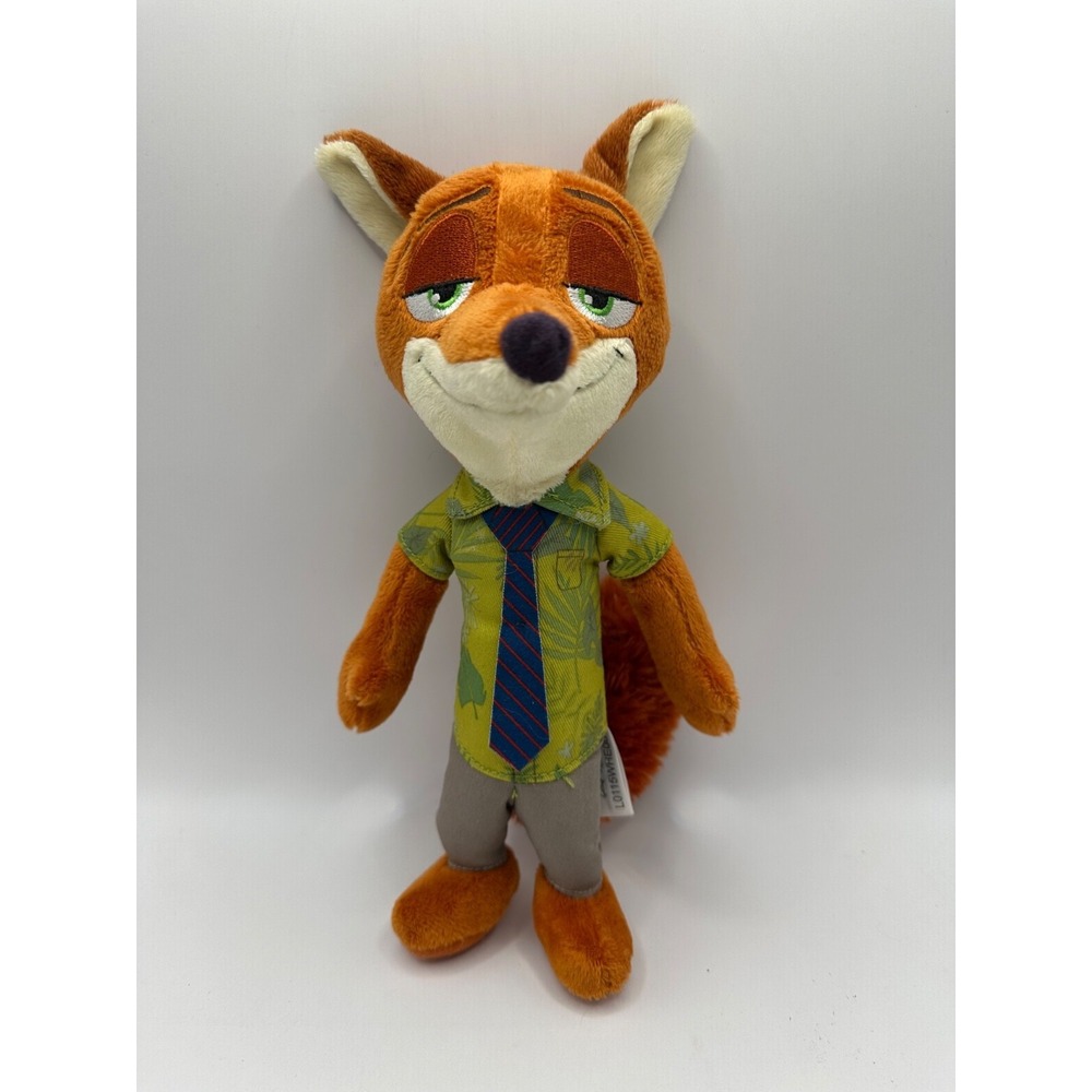 Zootopia 10" Nick Wilde Fox Plush Tomy Disney Hawaiian Shirt Tie